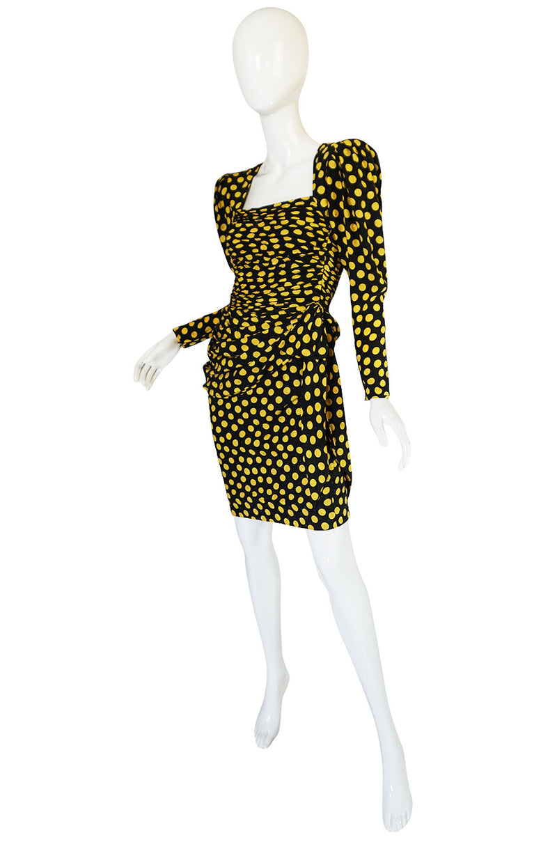 1980s Joan Rivers Owned Ungaro Silk Dot Dress