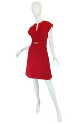Treasure Item - c1973 Red Knit Wool Dress & Belt from Saks