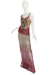 1990s Vivienne Westwood Gilt Painted Knit Skirt & Tank