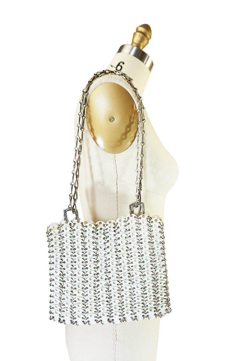 Rare 1960s Paco Rabanne White Disc & Metal Bag