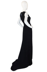 1990s Trained Oscar de la Renta Black Gown