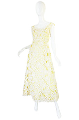 1960s Lace Overlay Sara Fredericks Sculptural Silk Dress