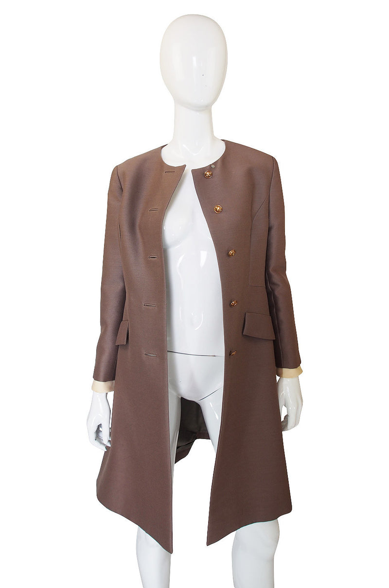 1960s Valentino Silk Taupe Coat or Dress