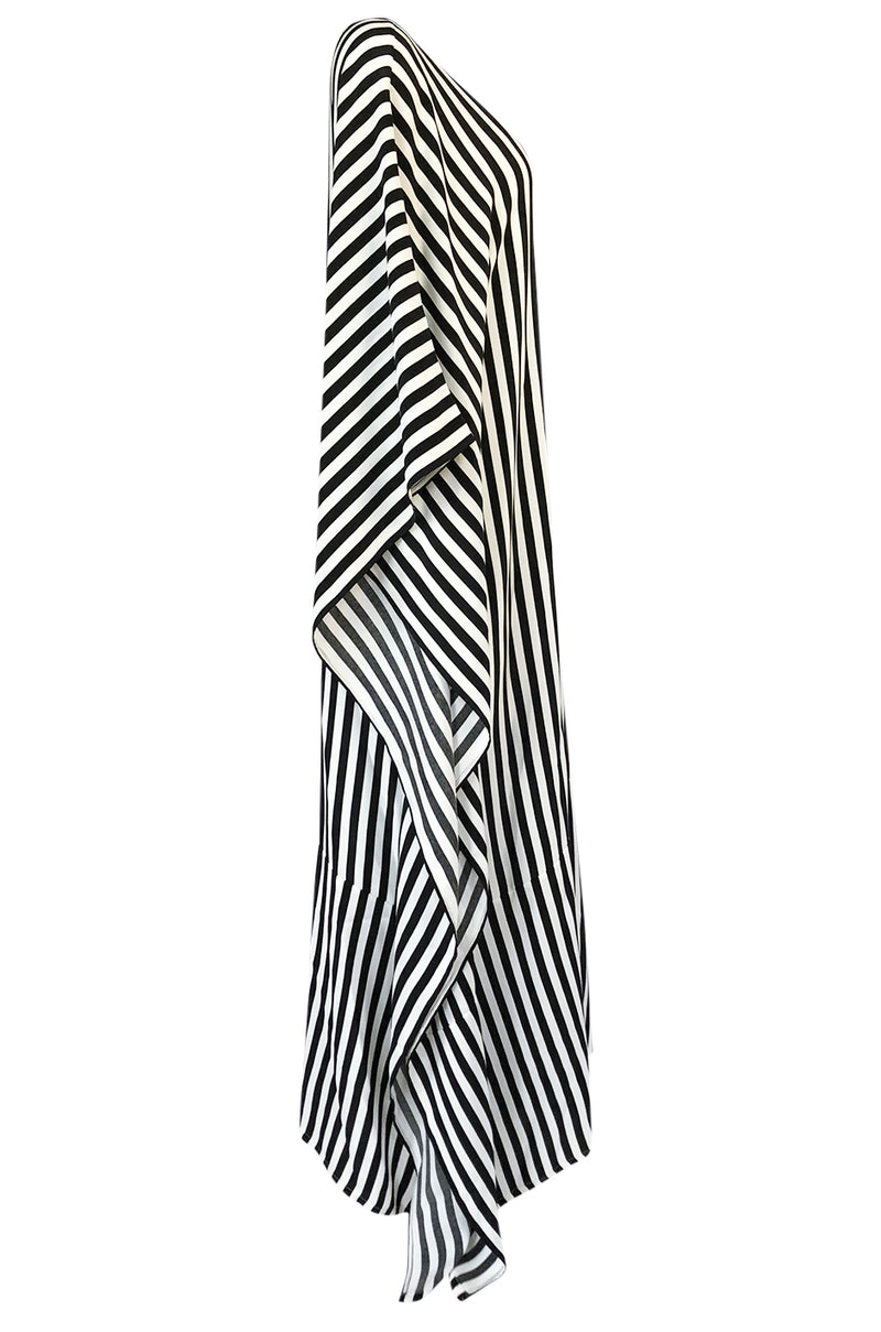 F/W 2016 Jaline "Martina" Custom Striped Silk Black and White Caftan