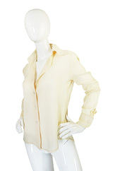 1960s Jeff Banks Pointed Collar Cream Button Shirt