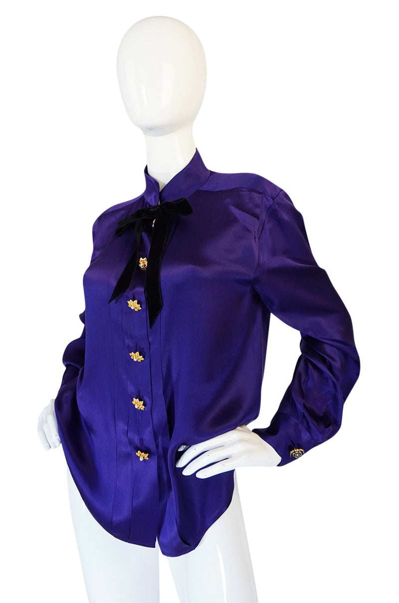 Circa 1988 Yves Saint Laurent Silk Satin Purple Top