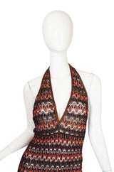 1990s Backless Metallic Knit Missoni Maxi Dress