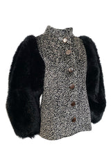 Fall 1992 Yves Saint Laurent Incredible Huge Sleeves Faux Fur Jacket