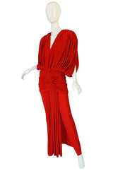 1980s Red Jersey Norma Kamali Multi Wear Dress Set