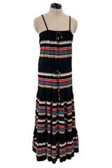 Prettiest Spring 1977 Christian Dior by Marc Bohan Black Cotton Jersey Striped Dress