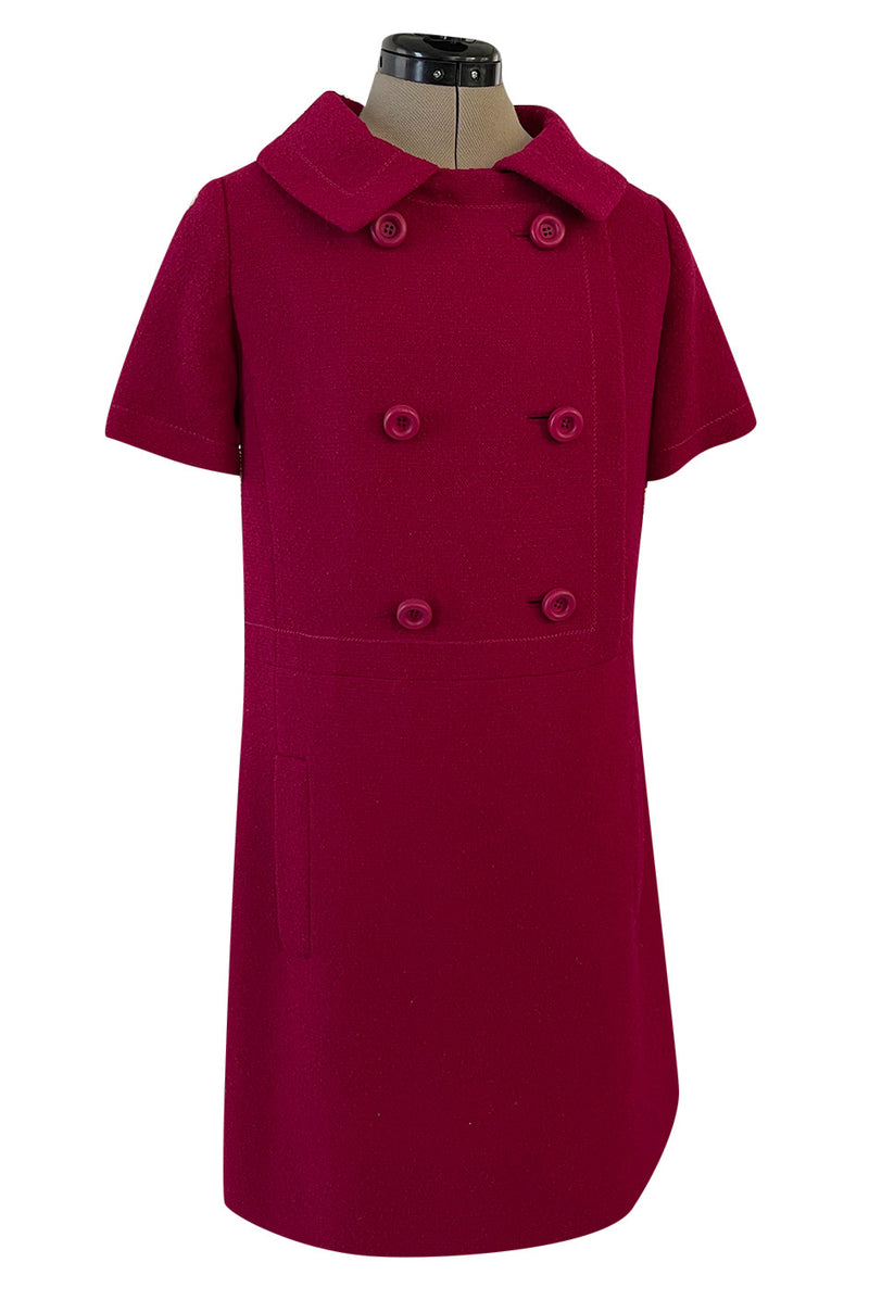 Documented Spring 1966 Christian Dior by Marc Bohan Haute Couture Raspberry Fuchsia Shift Dress