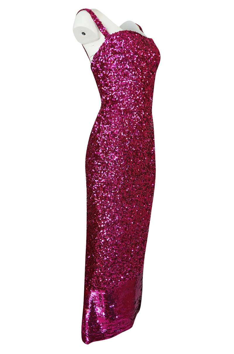 1950s Mr. Blackwell Demi-Couture Densely Covered Pink Sequin Dress
