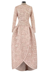 Fall 1994 Nina Ricci Haute Couture Metallic Cord Detailed Lace & Pink Silk Dress