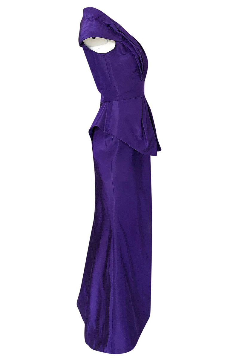 A/W 2013 Oscar De La Renta Runway Sculptural Purple Silk Dress