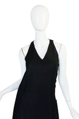 1970s Rare and Chic Hermes Black Linen Wrap Dress