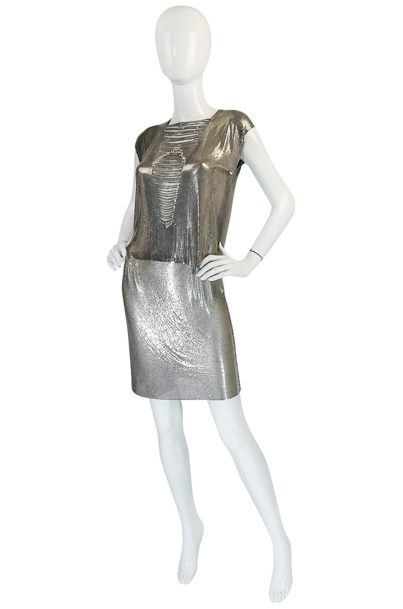 Late 1980s Paco Rabanne Silver Metal Mesh Set