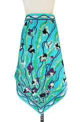 1960s Larger Cotton Turquoise Print Emilio Pucci Skirt
