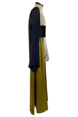Fall 1994 Guy Laroche Haute Couture Runway Wide Sleeve Dress w Cumberbund & Back Skirt Panel