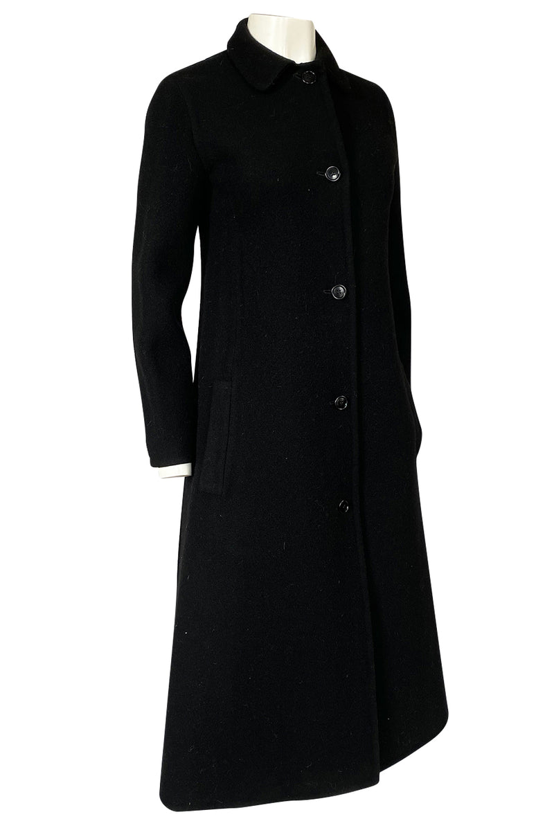 Early 1980s Halston Chic and Simple Black Wool & Cashmere Coat ...