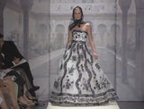 Magnificent Spring 2003 Oscar de la Renta Runway Look 59 White Net & Black Embroidery Dress