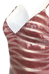 Resort 2013 Missoni Raspberry & White Fully Sequinned Knit Halter Slip Dress