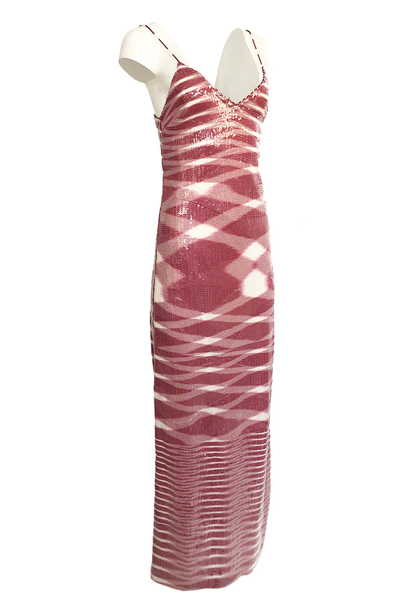 Resort 2013 Missoni Raspberry & White Fully Sequinned Knit Halter Slip Dress