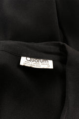 1960s Ossie Clark for Quorum Black Moss Crepe Top w Unusual Sleeves