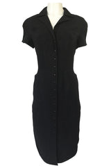1980s Thierry Mugler Back Open Cut Work Lace Black Fitted Dress