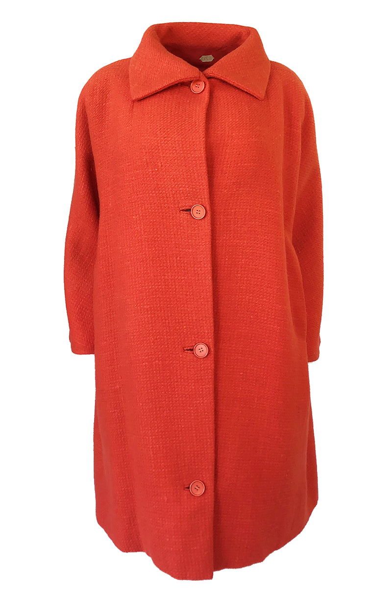 Late 1950s, Early 1960 Eisa by Cristóba Balenciaga Couture Orange Coat