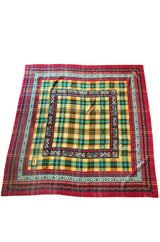 Huge 1970s Yves Saint Laurent Metallic Red & Yellow Fine Silk Wool Scarf