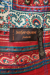 Huge 1970s Yves Saint Laurent Metallic Red & Yellow Fine Silk Wool Scarf