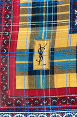 Huge 1970s Yves Saint Laurent Metallic Red & Yellow Fine Silk Wool Scarf