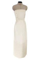 Mid 1950s to Early 1960s Christian Dior Demi-Couture Ivory Silk Strapless Dress & Stole