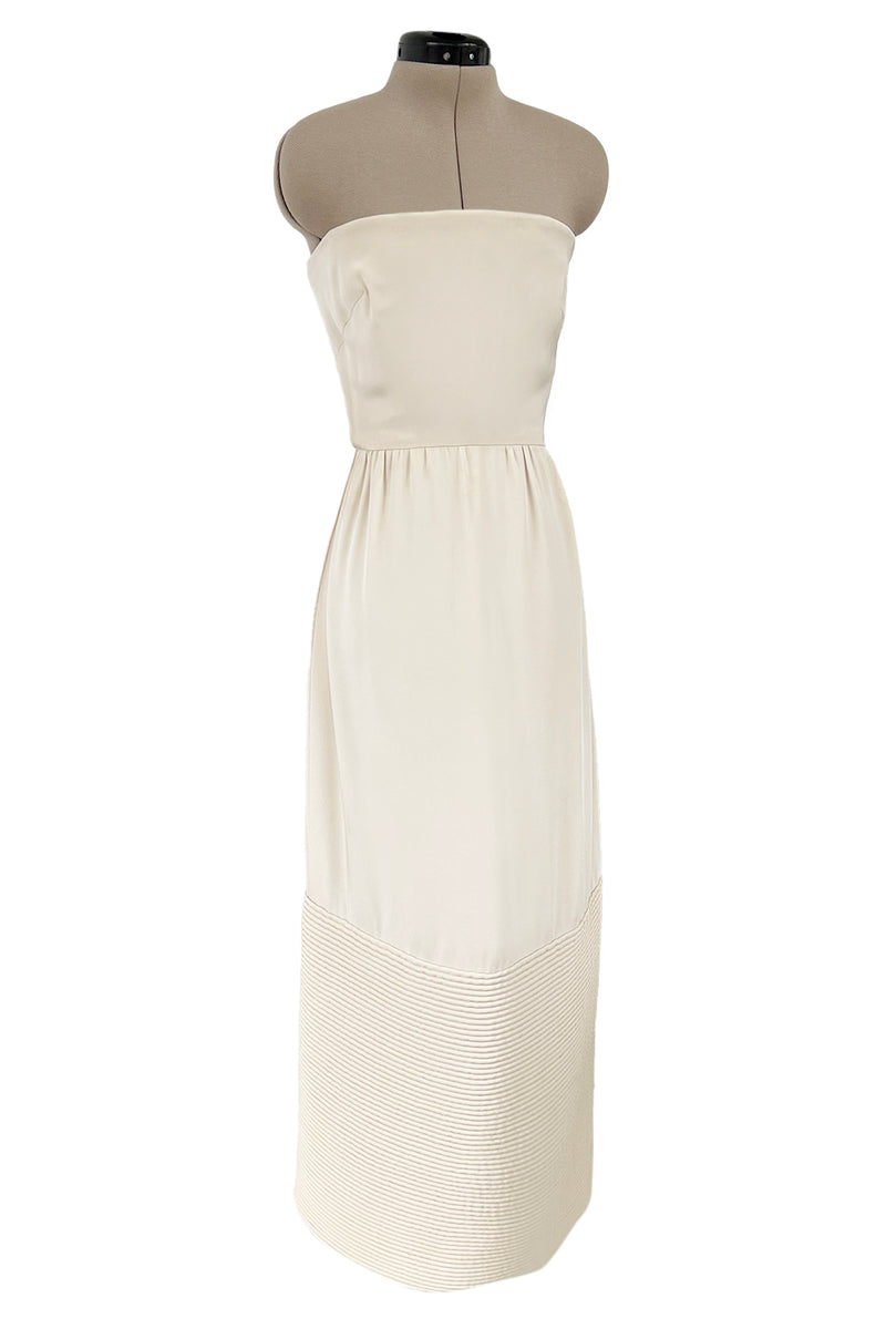Mid 1950s to Early 1960s Christian Dior Demi-Couture Ivory Silk Strapless Dress & Stole