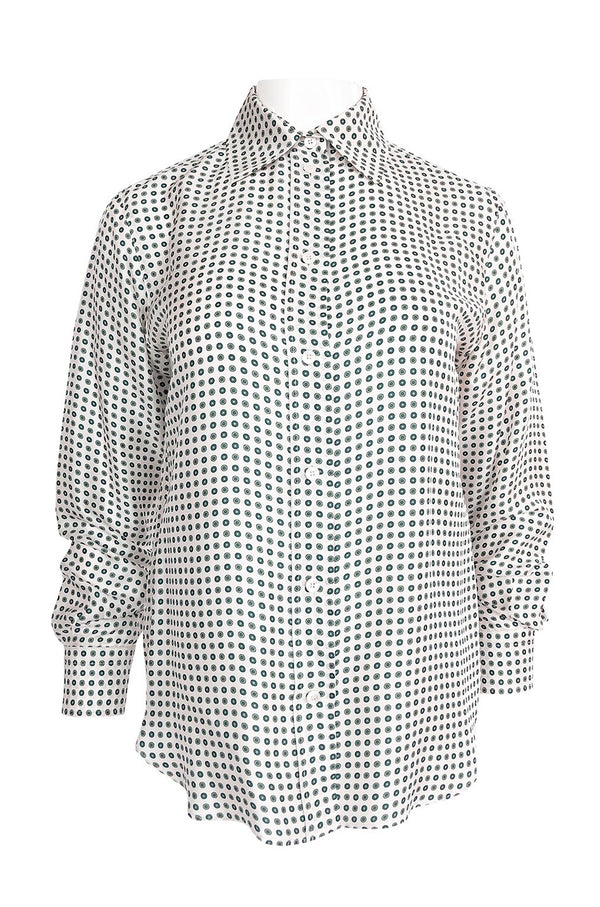 Early 2000s Chloe Printed Men's 'Tie' Silk Twill Button Down Top