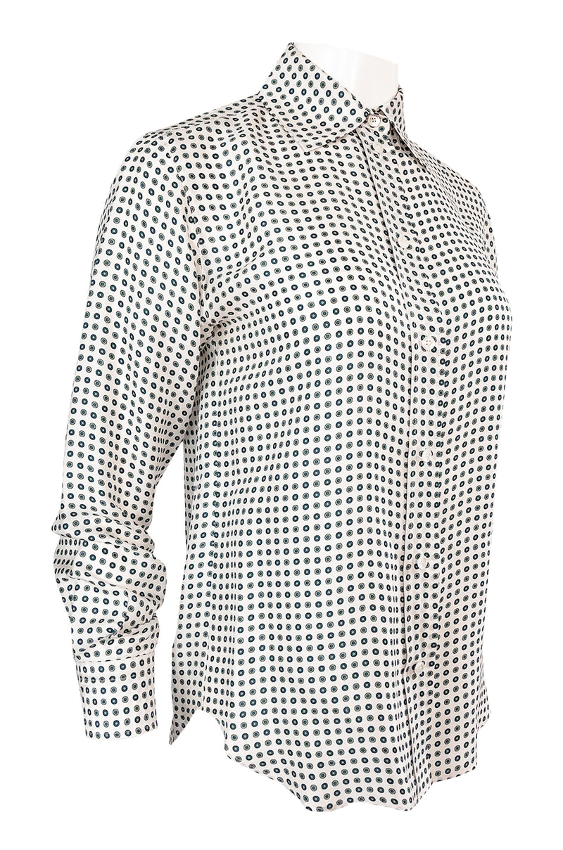 Early 2000s Chloe Printed Men's 'Tie' Silk Twill Button Down Top