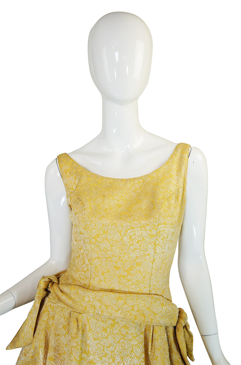1950s Golden Silk Brocade Cocktail Dress Shrimpton Couture 1950s Golden Silk Brocade Cocktail Dress Shrimpton Couture