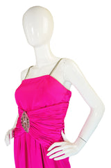 Beautiful 1970s Ted Lapidus Pink Silk Demi-Couture Dress