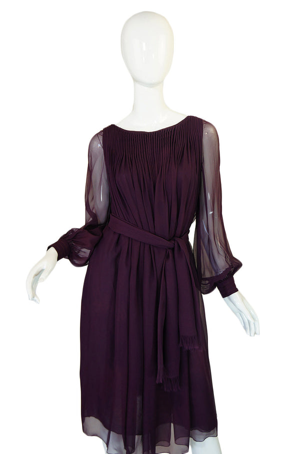 1960s Silk Chiffon Purple Galanos Dress