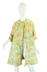 1960s Pastel Floral Brocade Swing Coat
