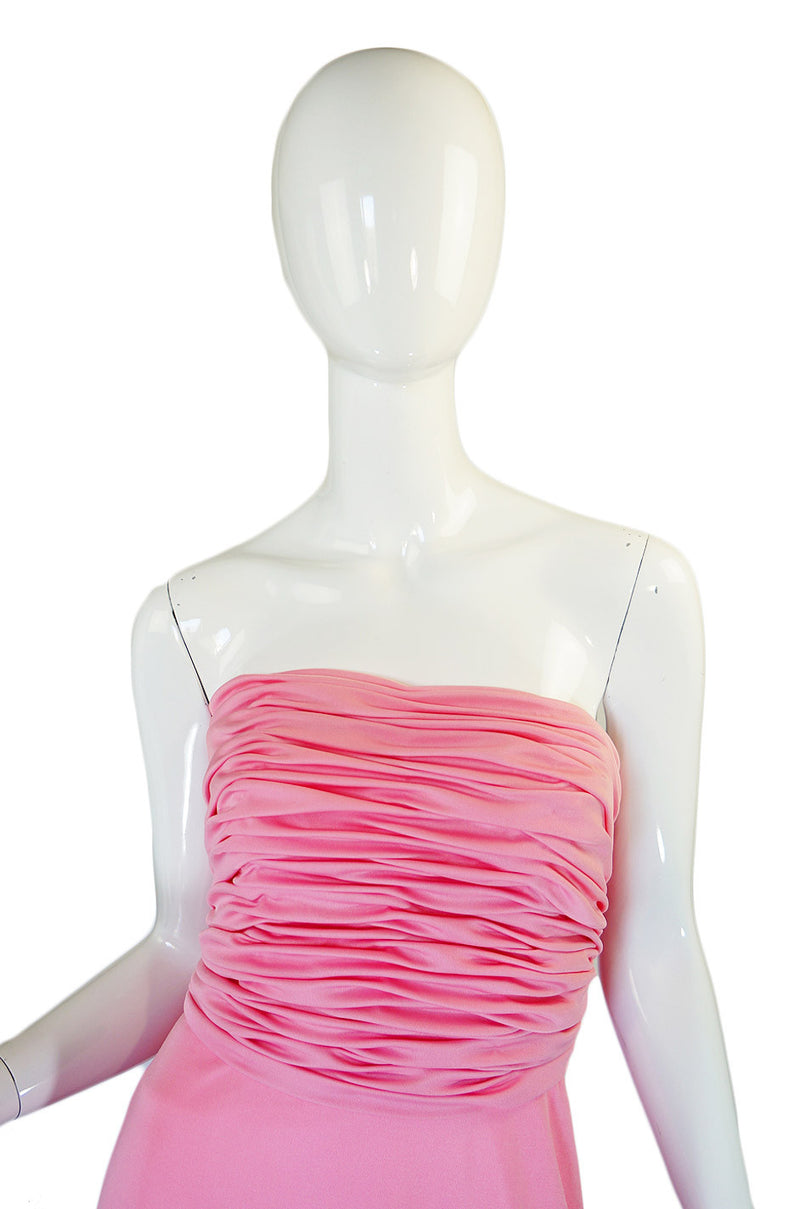 1970s Estevez Pink Jersey Strapless Dress