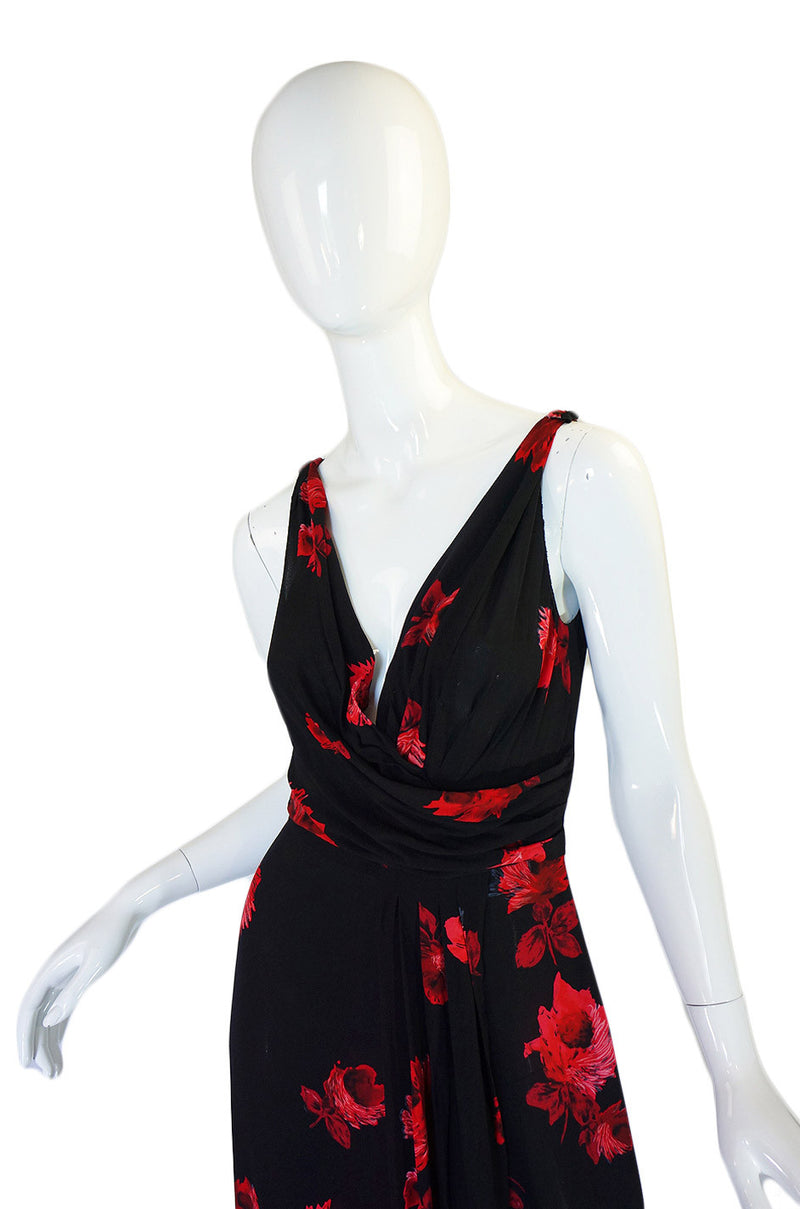 2005 Iconic Rose Print Prada Silk Dress