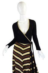 1970s Hand Loomed Striped Knit Maxi