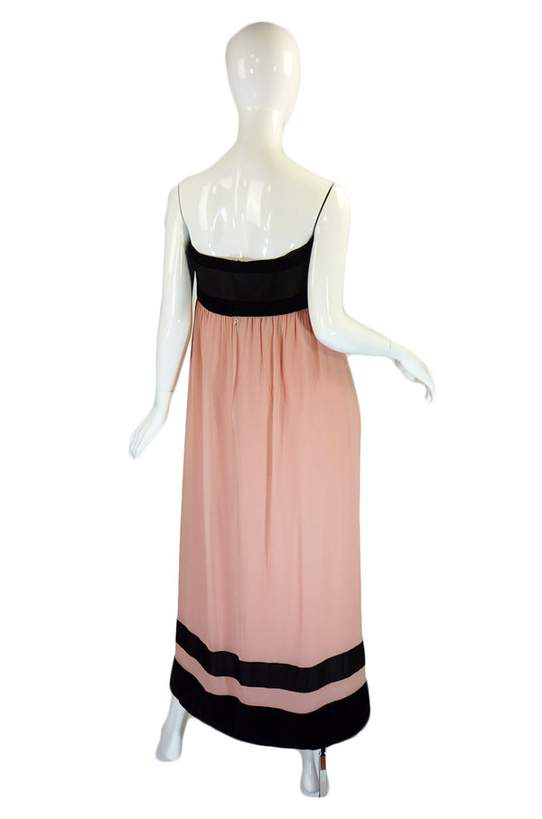 1970s Pink Strapless BIll Blass w Shawl
