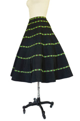 1950s Black & Green Ribbon Circle Skirt