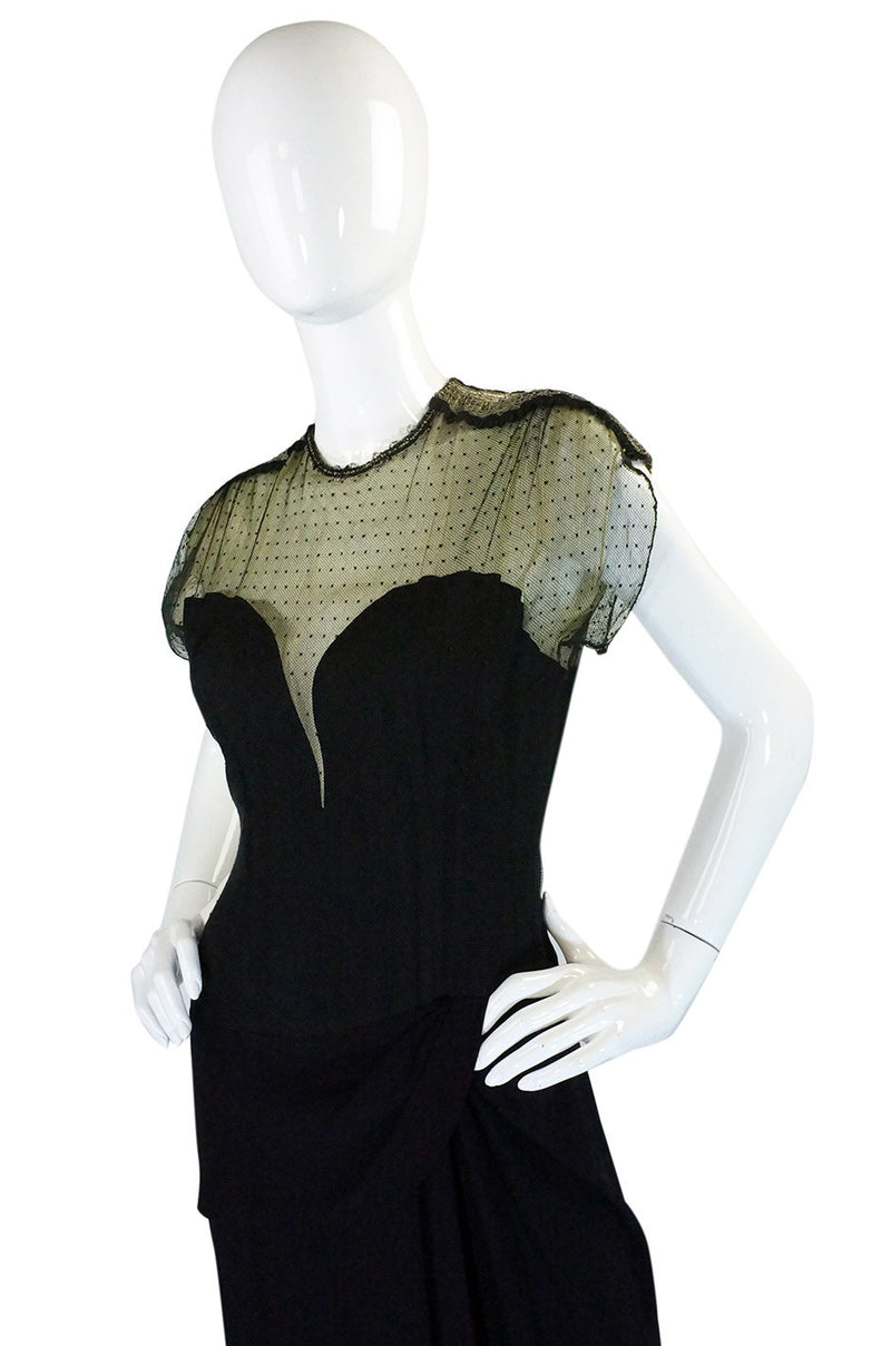 Rare 1940s Edith Small Silk & Lace Dress