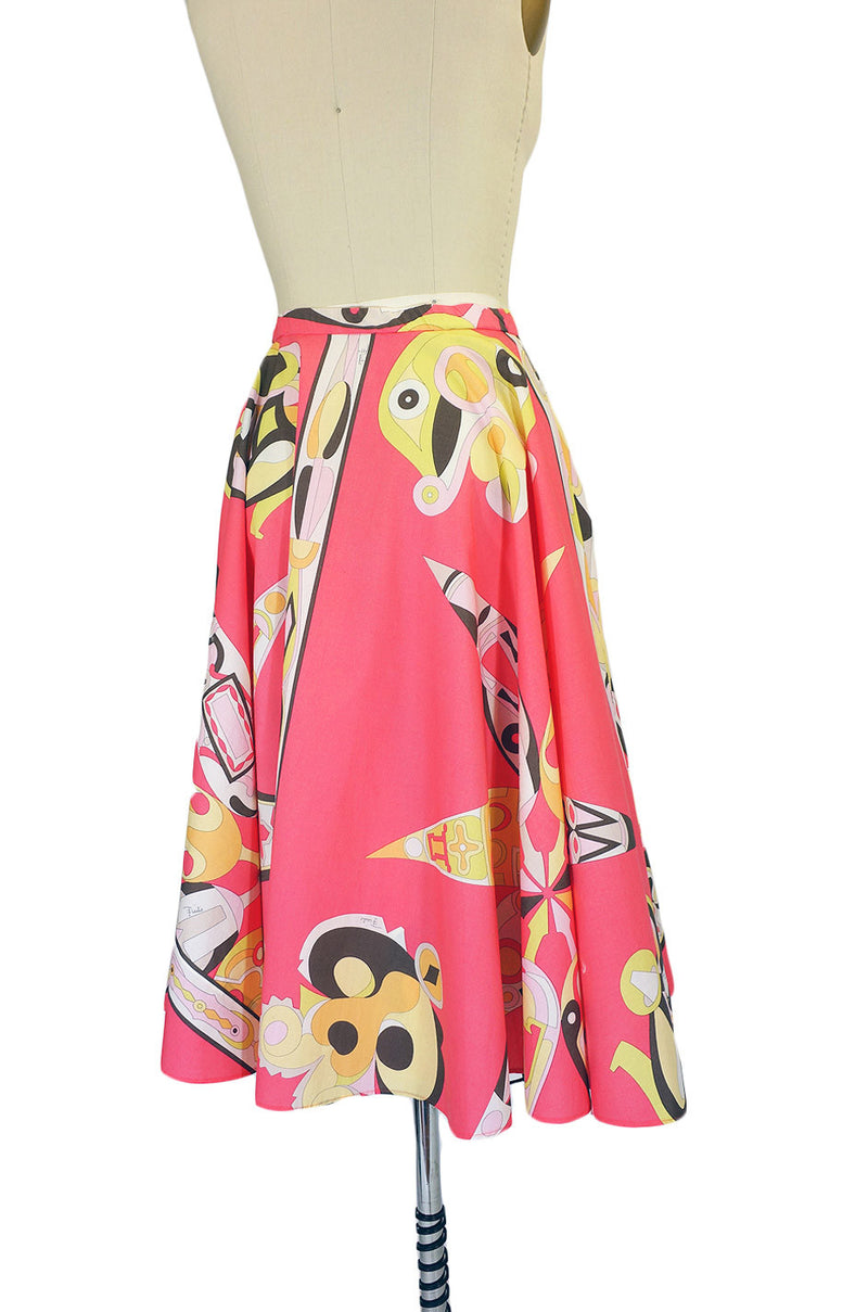 1990s Coral Cotton Pucci Circle Skirt
