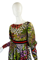 1960s Silk Floral Mollie Parnis Maxi Dress