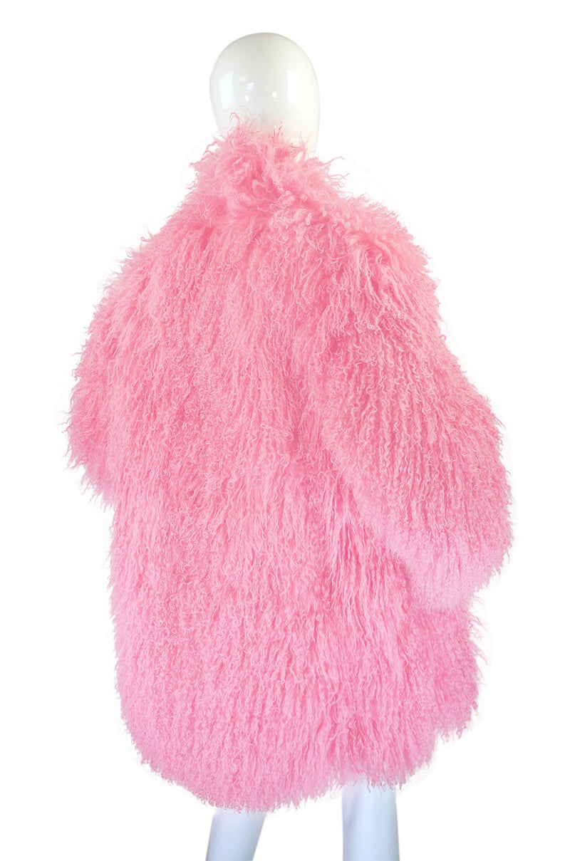 1970s Baby Pink Mongolian Fur Jacket