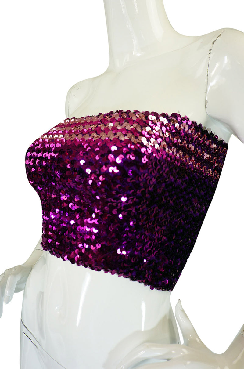 1970s Sequin Purple & Pink Tube Top